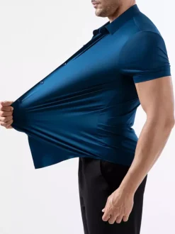 Men's Elastic Shirt Anti-Wrinkle Men's Short Sleeve Shirt