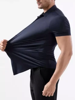 Men's Elastic Shirt Anti-Wrinkle Men's Short Sleeve Shirt