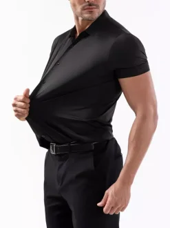 Men's Elastic Shirt Anti-Wrinkle Men's Short Sleeve Shirt