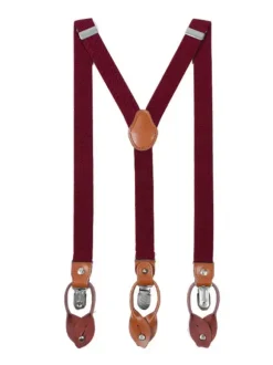 Men's Elastic Y Shape Susbenders with Leaves Buckle