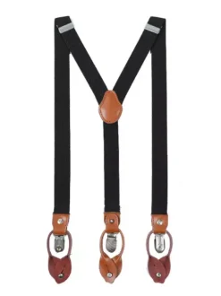 Men's Elastic Y Shape Susbenders with Leaves Buckle