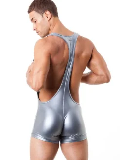 Men Sexy Costume Adult Jumpsuit Gold Sexy Night Club Wear