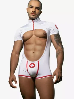 Men Sexy Costume Doctor Role Play Sexy Jumpsuit