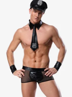 Men Sexy Costume Halloween Adult's Cravat Armwear Hat Pants Night Club Wear Lingerie