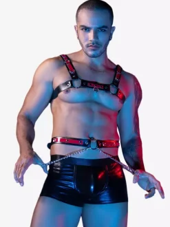 Men Sexy Costume Patent Leather Night Club Wear Sets