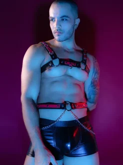 Men Sexy Costume Patent Leather Night Club Wear Sets
