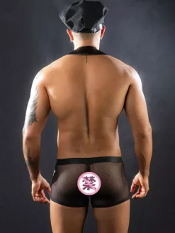 Men Sexy Costume PU Leather Night Club Wear
