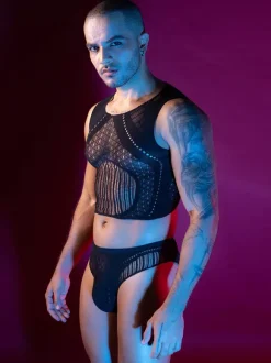 Men Sexy Costume Sheer See-through Night Club Wear Sets