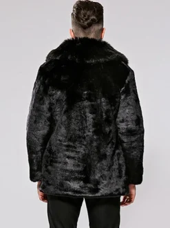 Men's Faux Fur Bomber Jackets Winter Outerwear