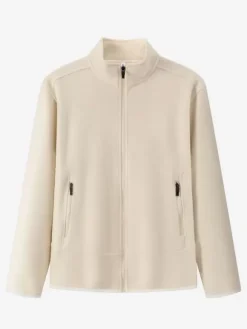 Men's Fleece Jacket Long Sleeve Solid Color Outdoor Jacket With Pockets