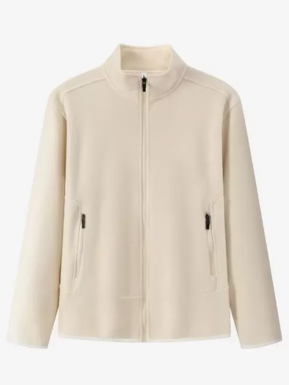 Men's Fleece Jacket Long Sleeve Solid Color Outdoor Jacket With Pockets