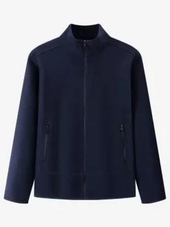 Men's Fleece Jacket Long Sleeve Solid Color Outdoor Jacket With Pockets