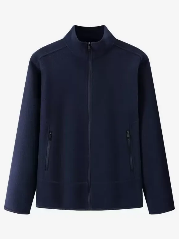 Men's Fleece Jacket Long Sleeve Solid Color Outdoor Jacket With Pockets