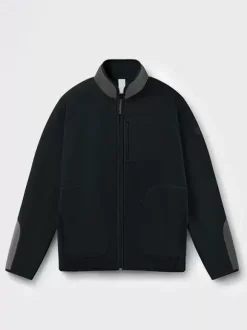 Men's Fleece Jacket Long Sleeve Stand Collar Printed Winter Warm Coat