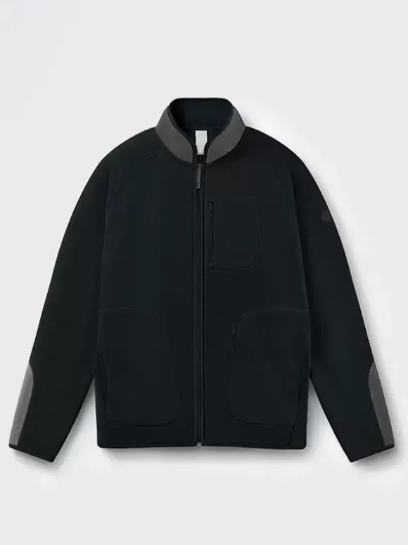 Men's Fleece Jacket Long Sleeve Stand Collar Printed Winter Warm Coat