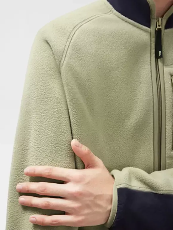 Men's Fleece Jacket Long Sleeve Stand Collar Printed Winter Warm Coat