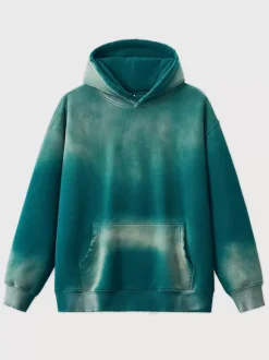 Men‘s Fleece Washed Sweatshirt Distressed Hooded Sweatshirt For Men