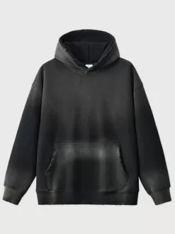 Men‘s Fleece Washed Sweatshirt Distressed Hooded Sweatshirt For Men