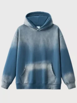Men‘s Fleece Washed Sweatshirt Distressed Hooded Sweatshirt For Men