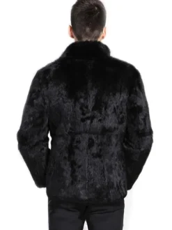 Men's Fuzzy Faux Fur Bomber Jackets Winter Coats