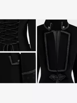 Mens Gothic Victorian Era Tailcoat Jacket Frock Coat With Tuxedo Tailoring For Steampunk Cosplay Burgundy