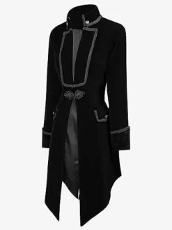 Mens Gothic Victorian Era Tailcoat Jacket Frock Coat With Tuxedo Tailoring For Steampunk Cosplay Burgundy