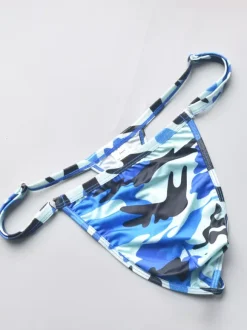Men's G-String Camouflage One-Shoulder Ice Silk Thong Underwear