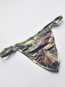 Men's G-String Camouflage One-Shoulder Ice Silk Thong Underwear
