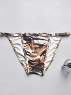 Men's G-String Camouflage Print Ice Silk Thong Underwear