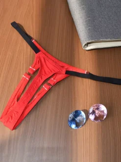 Men's G-String Hollow Out Ice Silk Thong Underwear With Black Elastic Waistband