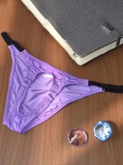 Men's G-String Ice Silk Open Front Thong Underwear With Black Elastic Waistband