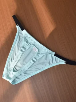 Men's G-String Ice Silk Open Front Thong Underwear With Black Elastic Waistband