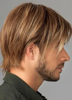 Men's Hair Wigs Flaxen Short Straight Side Parting Synthetic Wigs