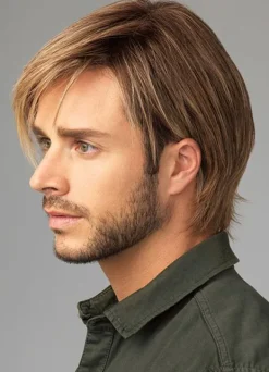 Men's Hair Wigs Flaxen Short Straight Side Parting Synthetic Wigs