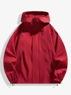 Men's Hooded Casual Zipper Loose Outdoor Jacket