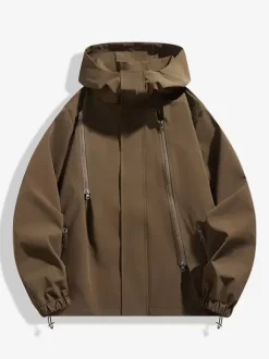 Men's Hooded Casual Zipper Loose Outdoor Jacket