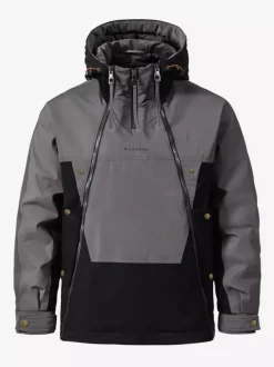 Men‘s Hooded Down Jacket Double Zipper Color Block Casual Down Jacket Warm Jacket