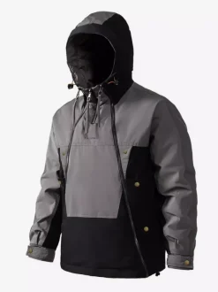 Men‘s Hooded Down Jacket Double Zipper Color Block Casual Down Jacket Warm Jacket