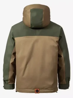Men‘s Hooded Down Jacket Double Zipper Color Block Casual Down Jacket Warm Jacket