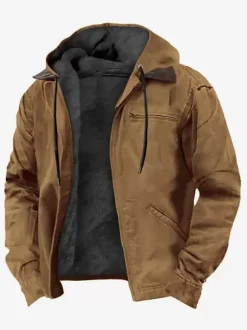 Men's Hooded Jacket Lined Warm Winter Coat