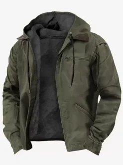 Men's Hooded Jacket Lined Warm Winter Coat
