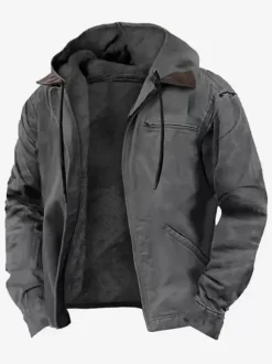 Men's Hooded Jacket Lined Warm Winter Coat