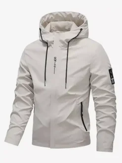 Men’s Hooded Jacket Long Sleeve Zip Closure Side Pockets Casual Coats