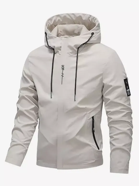 Men’s Hooded Jacket Long Sleeve Zip Closure Side Pockets Casual Coats