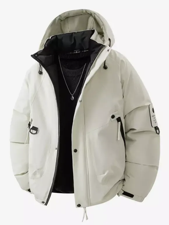 Men’s Hooded Jackets Long Sleeve Patchwork Winter Coats