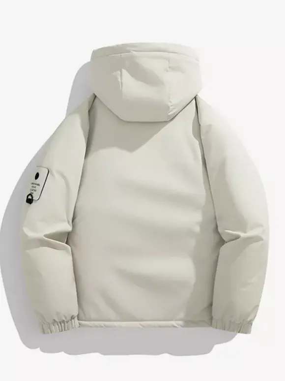 Men’s Hooded Jackets Long Sleeve Patchwork Winter Coats