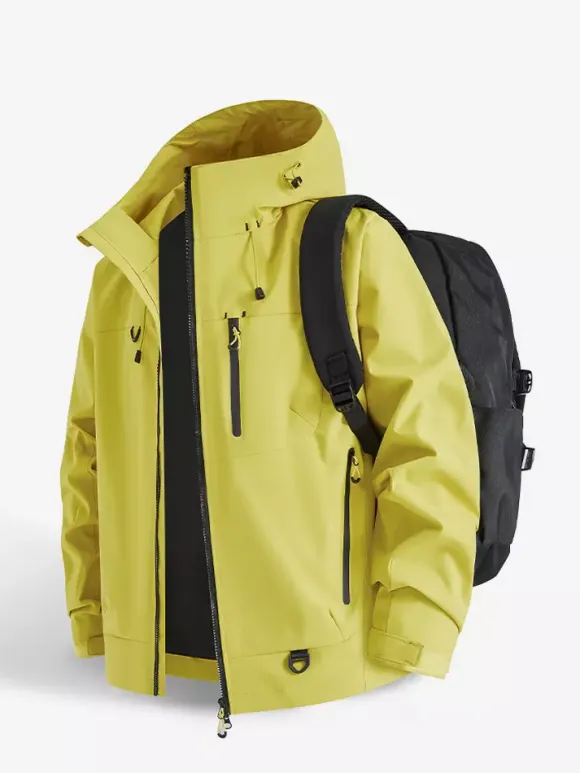 Men’s Hooded Outdoor Jackets Couple’s Windproof Coats With Single Zippered Chest Pocket And Zipped Side Pockets