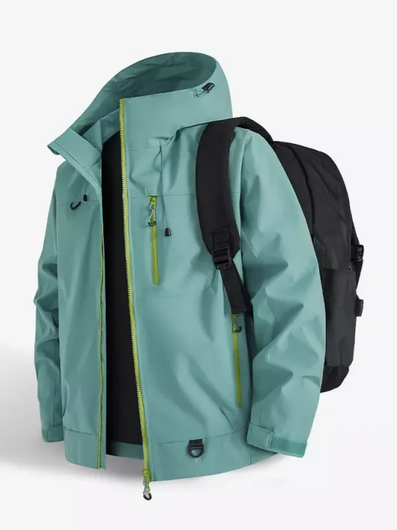 Men’s Hooded Outdoor Jackets Couple’s Windproof Coats With Single Zippered Chest Pocket And Zipped Side Pockets