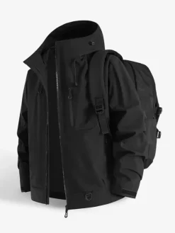 Men’s Hooded Outdoor Jackets Couple’s Windproof Coats With Single Zippered Chest Pocket And Zipped Side Pockets