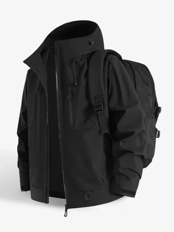 Men’s Hooded Outdoor Jackets Couple’s Windproof Coats With Single Zippered Chest Pocket And Zipped Side Pockets